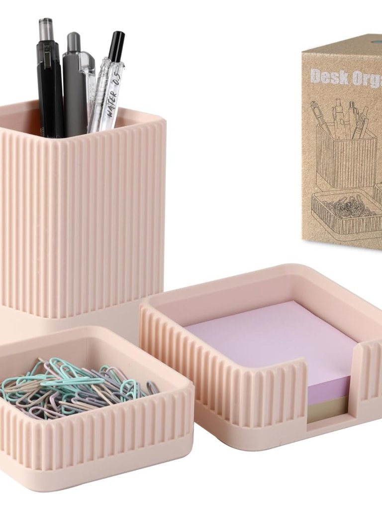 Aesthetic Desk Organizers And Accessories Set Of 3 With Pen Holder,Paperclip Hol